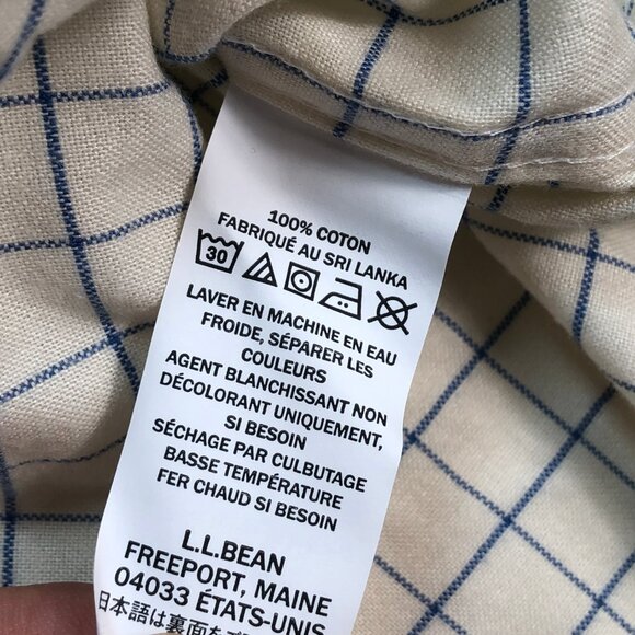 L.L Bean Shirt Men's 3XLT Off-White Windowpane Plaid Flannel Wrinkle Free Tall - Picture 11 of 15